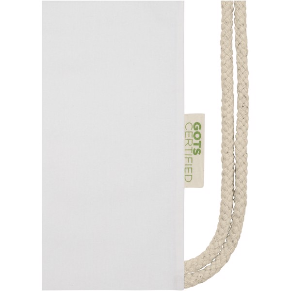 Orissa 140 g/m² organic cotton drawstring bag 5L - White