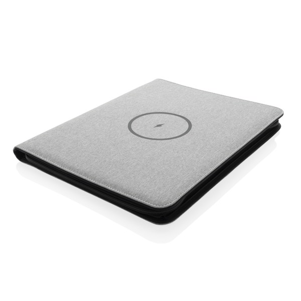 Air 5W wireless charging portfolio A4 w/ 5000 mAh powerbank - Grey