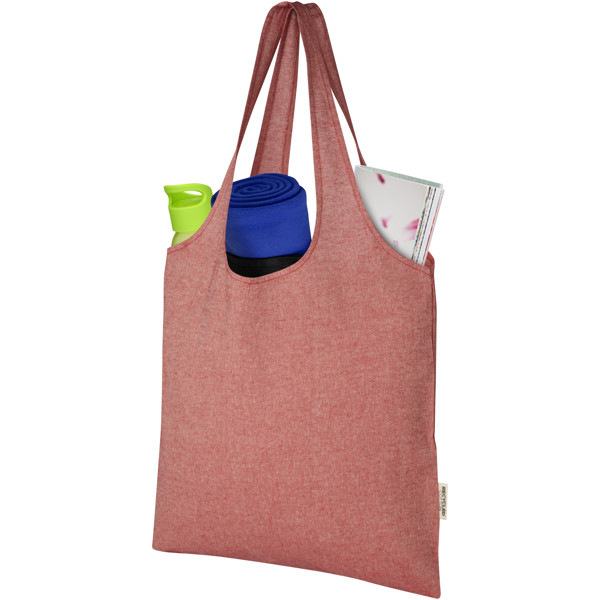 Pheebs 150 g/m² recycled cotton trendy tote bag 7L - Heather Red