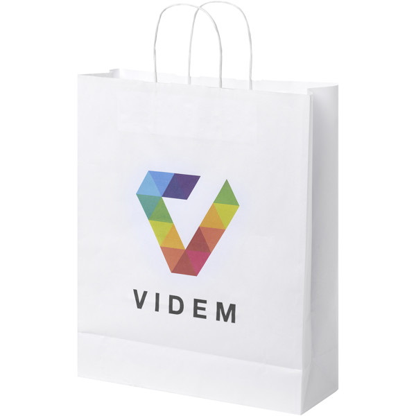 Kraft 80-90 g/m2 paper bag with twisted handles - 32 x 12 x 40 cm - White