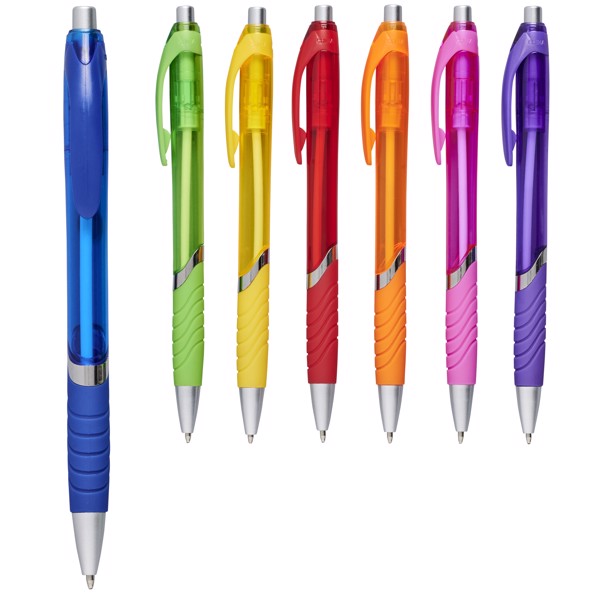 Turbo translucent ballpoint pen with rubber grip - Yellow