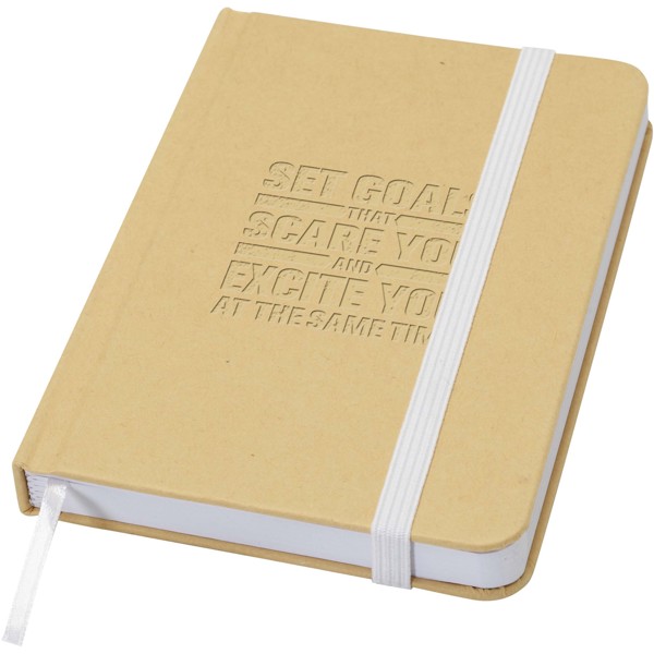 Reed A6 recycled hard cover notebook with plain pages - White