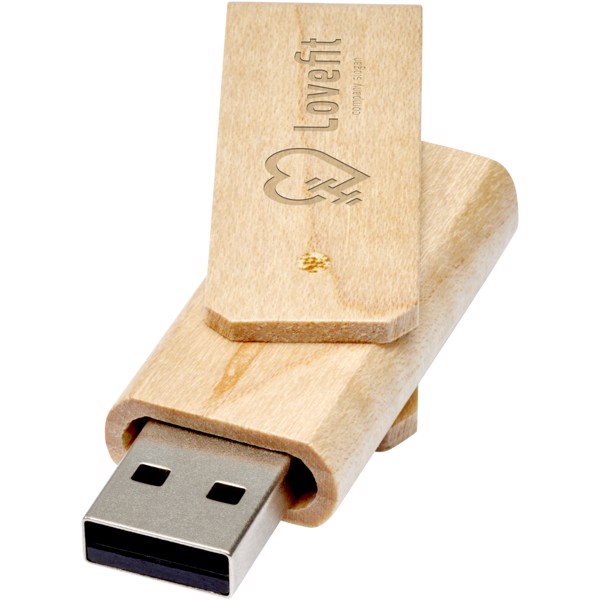 Rotate wooden USB - Light Brown / 1GB