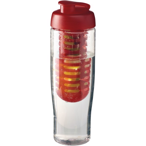 Sportovní láhev s infuzérema vyklápěcím víčkem H2O Tempo® 700 ml - Průhledná / Červená s efektem námrazy