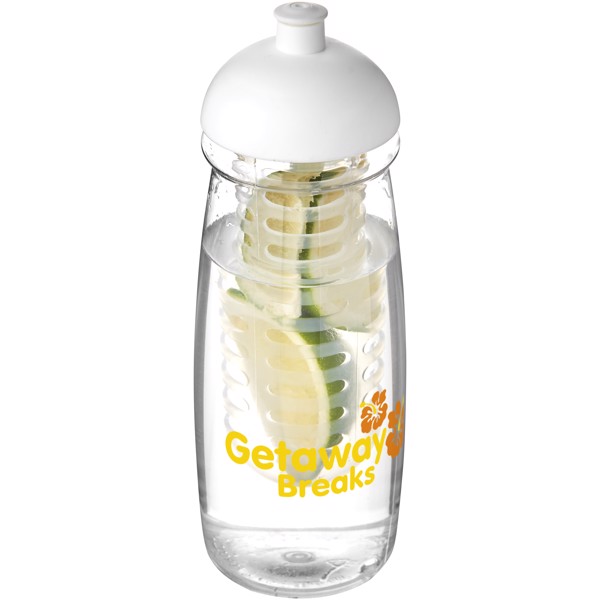 H2O Active® Pulse 600 ml dome lid sport bottle & infuser - Transparent / White