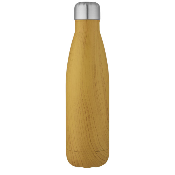 Cove 500 ml vacuum insulated stainless steel bottle with wood print - Heather Natural