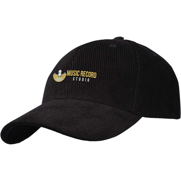 Hutton 6 panel recycled corduroy cap - Black
