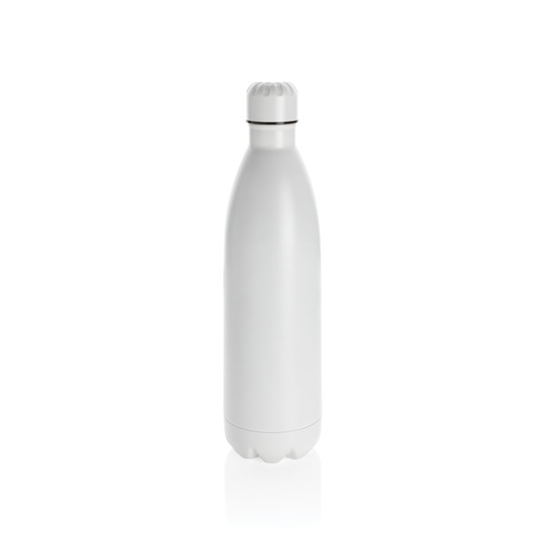 Solid colour vacuum stainless steel bottle 1L - White