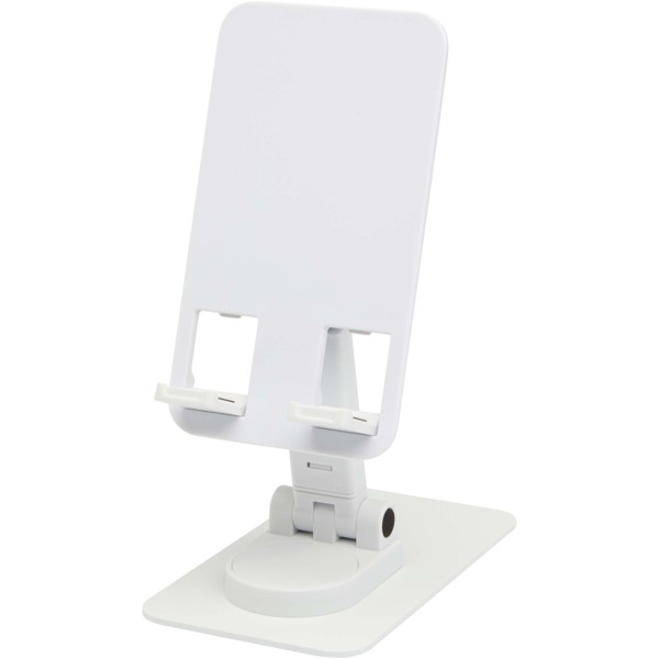 Alhena recycled plastic foldeable phone holder with metal desk stand - White