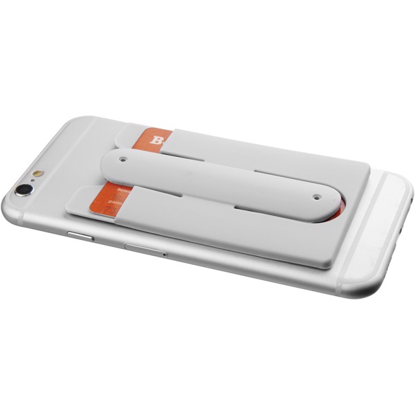 Wired earbuds and silicone phone wallet - White