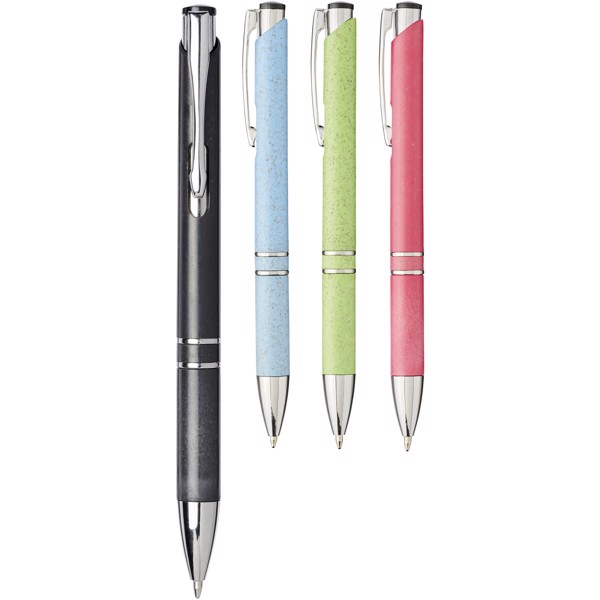 Moneta ABS with wheat straw click ballpoint pen - Solid black