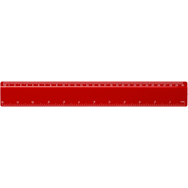 Refari 30 cm recycled plastic ruler - Red