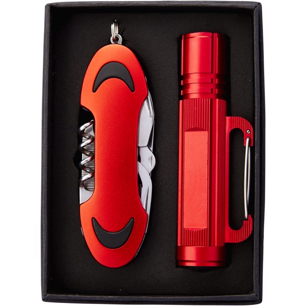 Ranger Taschenmesser und Taschenlampe - Geschenkset - rot