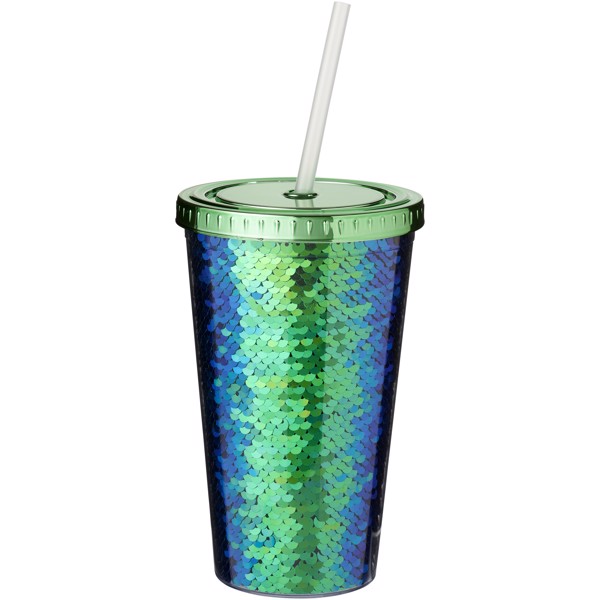 Vaso de material acrílico con lentejuelas de 470 ml "Festus"