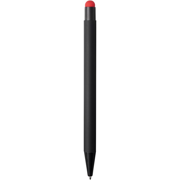 Pryžové kuličkové pero a stylus Dax - Černá / Červená s efektem námrazy