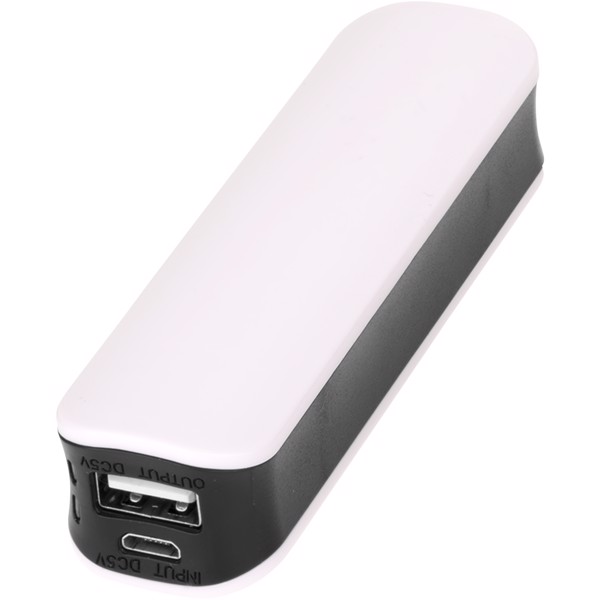 Edge 2000 mAh power bank - White / Solid black