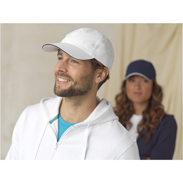 Gorra sandwich reciclada de 6 paneles Cool Fit GRS "Morion" - Blanco