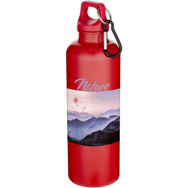 Oregon 750 ml solid colour RCS recycled plastic water bottle with carabiner - Red