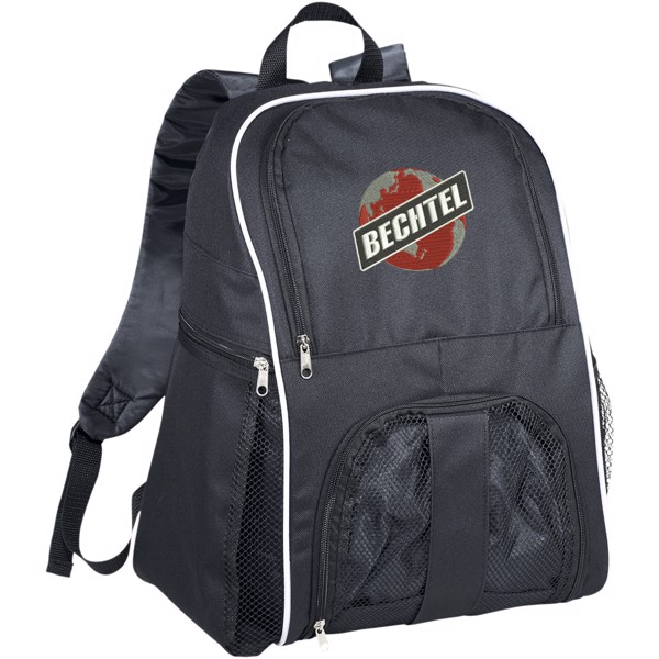 Goal backpack with mesh footbal compartment