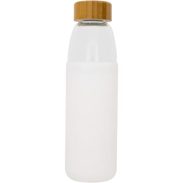 Kai 540 ml glass sport bottle with wood lid - White