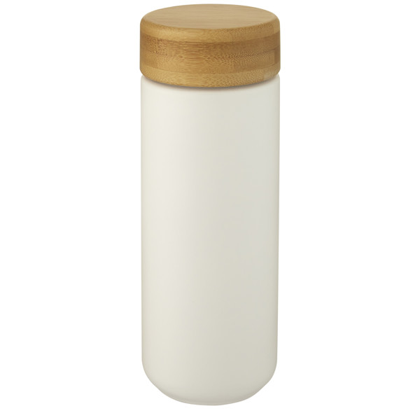 Lumi 300 ml ceramic tumbler with bamboo lid - White