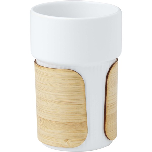 Fika 340 ml tumbler with bamboo sleeve - White