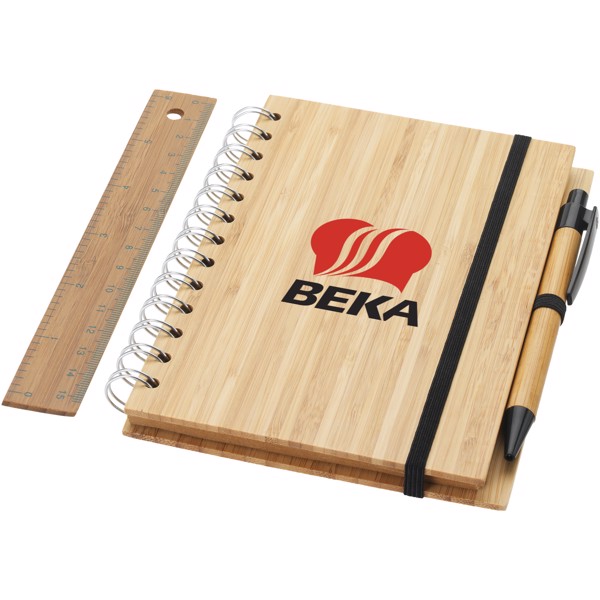 Cuaderno B6 de bambú con regla y bolígrafo "Franklin"