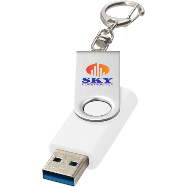 Rotate USB 3.0 with keychain - White / 128GB