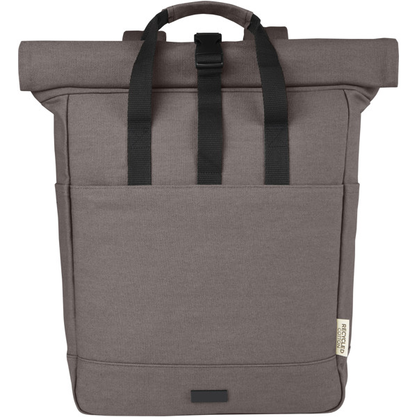Joey 15” GRS recycled canvas rolltop laptop backpack 15L - Grey