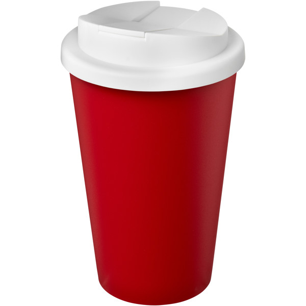 Americano® Eco 350ml recyklovaný hrnek s víkem odolným proti rozlití - Červená s efektem námrazy / Bílá