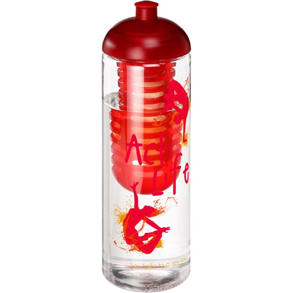 H2O Vibe 850 ml lahev s infuzérem a kupolovitým víčkem - Průhledná / Červená s efektem námrazy