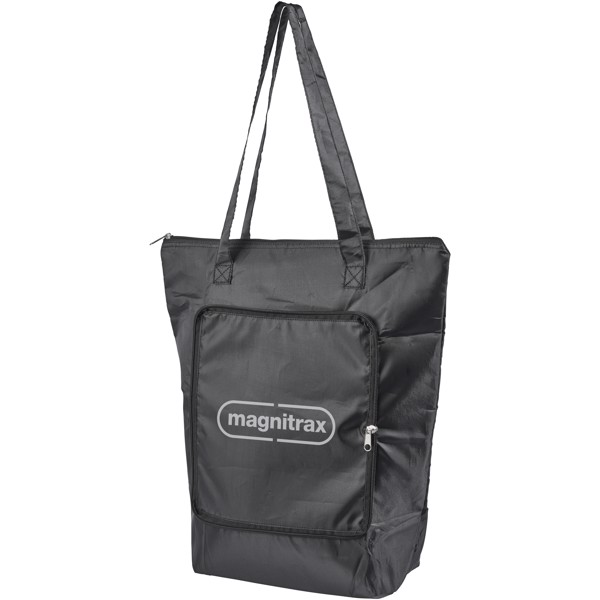 Cool-down zippered foldable cooler tote bag - Solid black