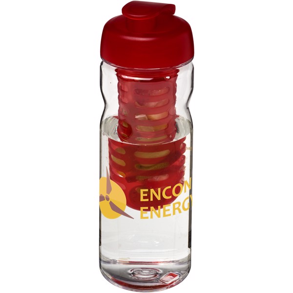 Láhev s infuzérem avyklápěcím víčkem Base Tritan™ 650 ml - Průhledná / Červená s efektem námrazy