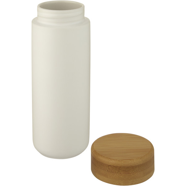 Lumi 300 ml ceramic tumbler with bamboo lid - White