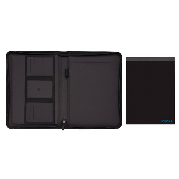 Impact AWARE™ RPET A4 portfolio with zipper - Black