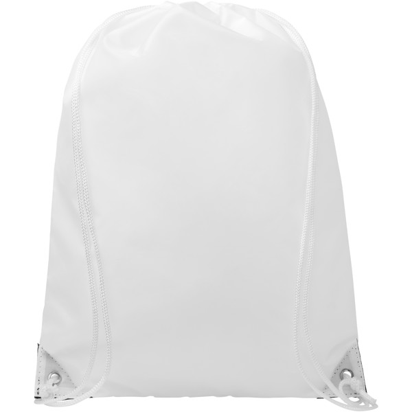 Oriole drawstring backpack with coloured corners - White / Solid black