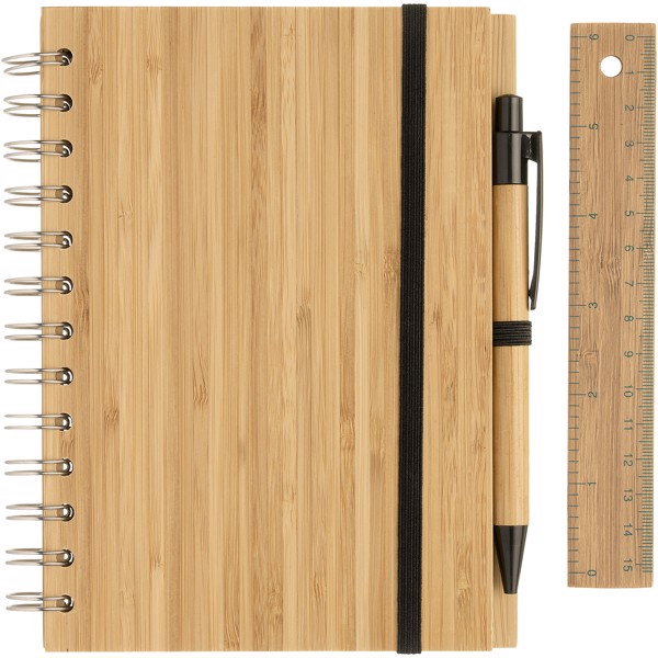 Cuaderno B6 de bambú con regla y bolígrafo "Franklin"