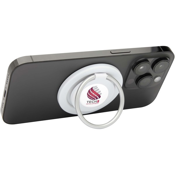 Albali recycled plastic magnetic phone holder with ring stand - White