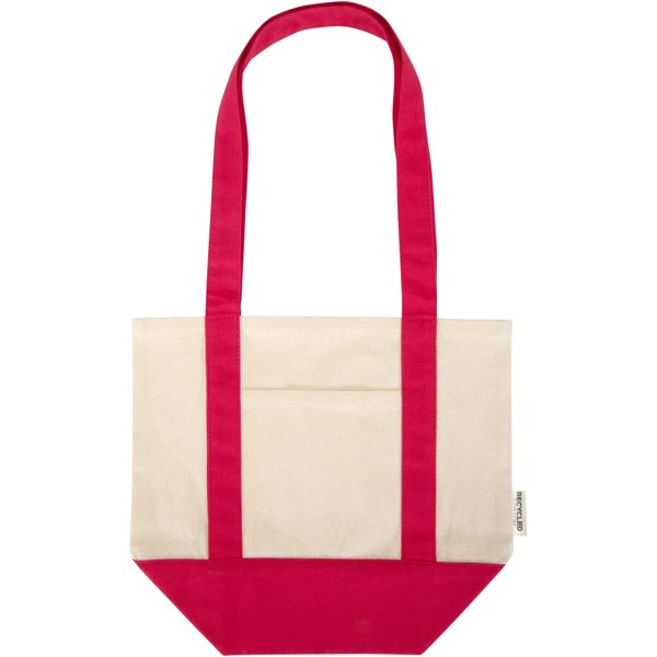 Sam 320 g/m² GRS recycled mini cotton tote bag - Red / Natural
