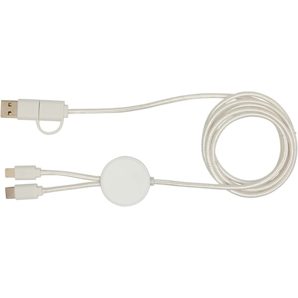 Citala 5-in-1 recycled plastic 150 cm data sync and 27W fast charge cable - White