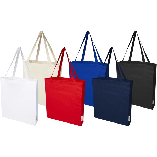 Madras 140 g/m² GRS recycled cotton gusset tote bag 12L - White