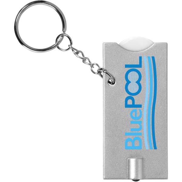 Klíčenkový držák na žeton Allegro s LED svítilnou - Bílá / Stříbrný