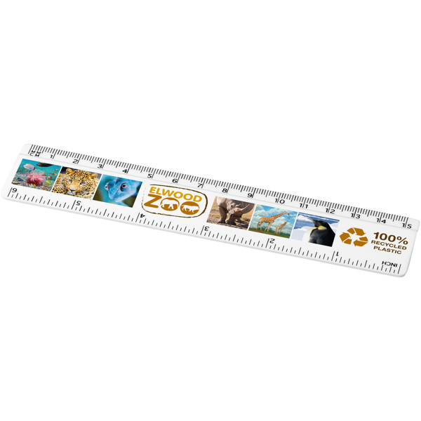 Refari 15 cm recycled plastic ruler - White