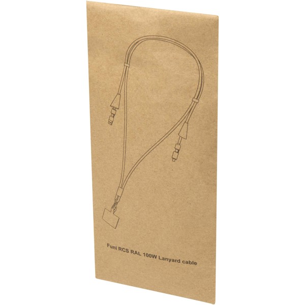 Funi recycled plastic smartphone lanyard with built-in data sync and 100W fast charge 5-in-1 cable