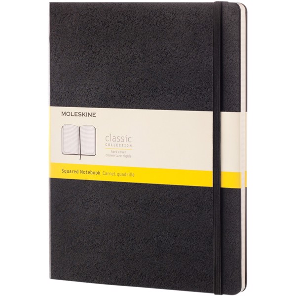 Classic XL hard cover notebook - squared - Solid black