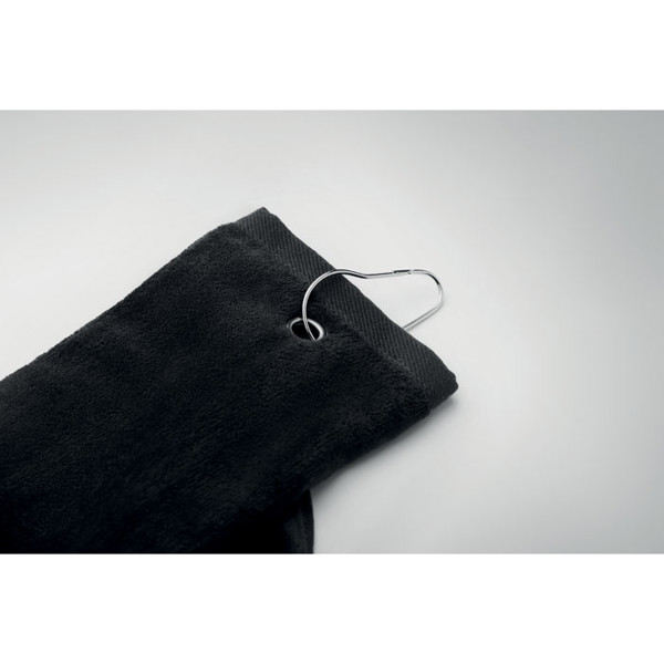 Cotton golf towel with hanger Hitowgo - Black
