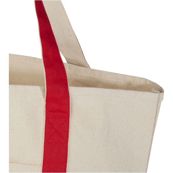 Sam 320 g/m² GRS recycled cotton tote bag - Red / Natural