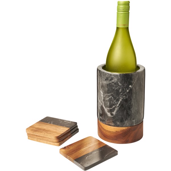 Harlow Weinkühler aus Marmor und Holz