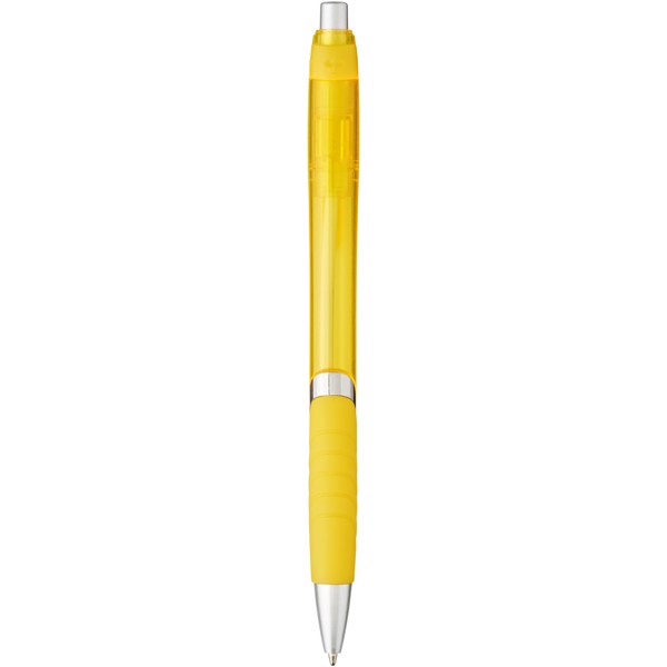 Turbo translucent ballpoint pen with rubber grip - Yellow