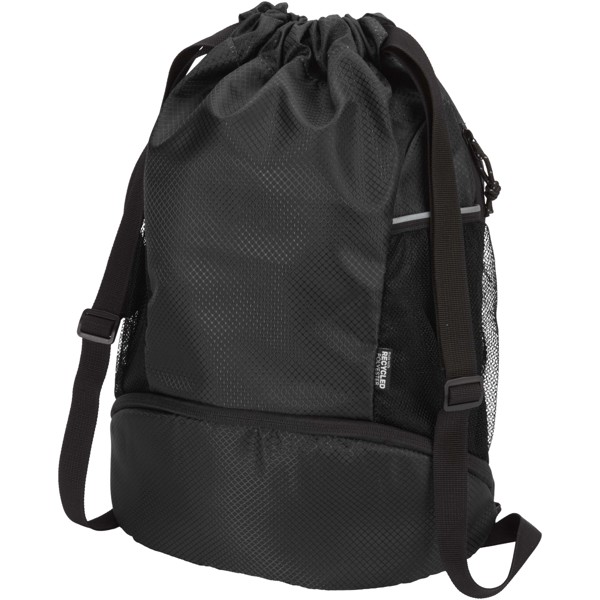 Nomad GRS recycled sports drawstring bag with bottom compartment 18L - Black